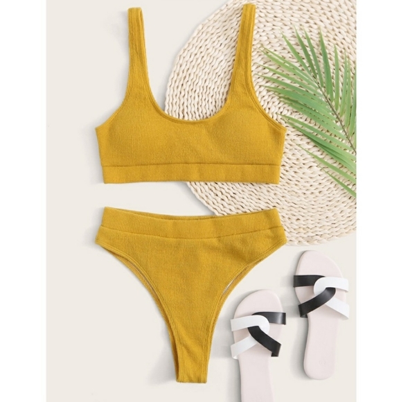 Other - LOV Boutique. Brazilian Gold Ribbed Bikini Set